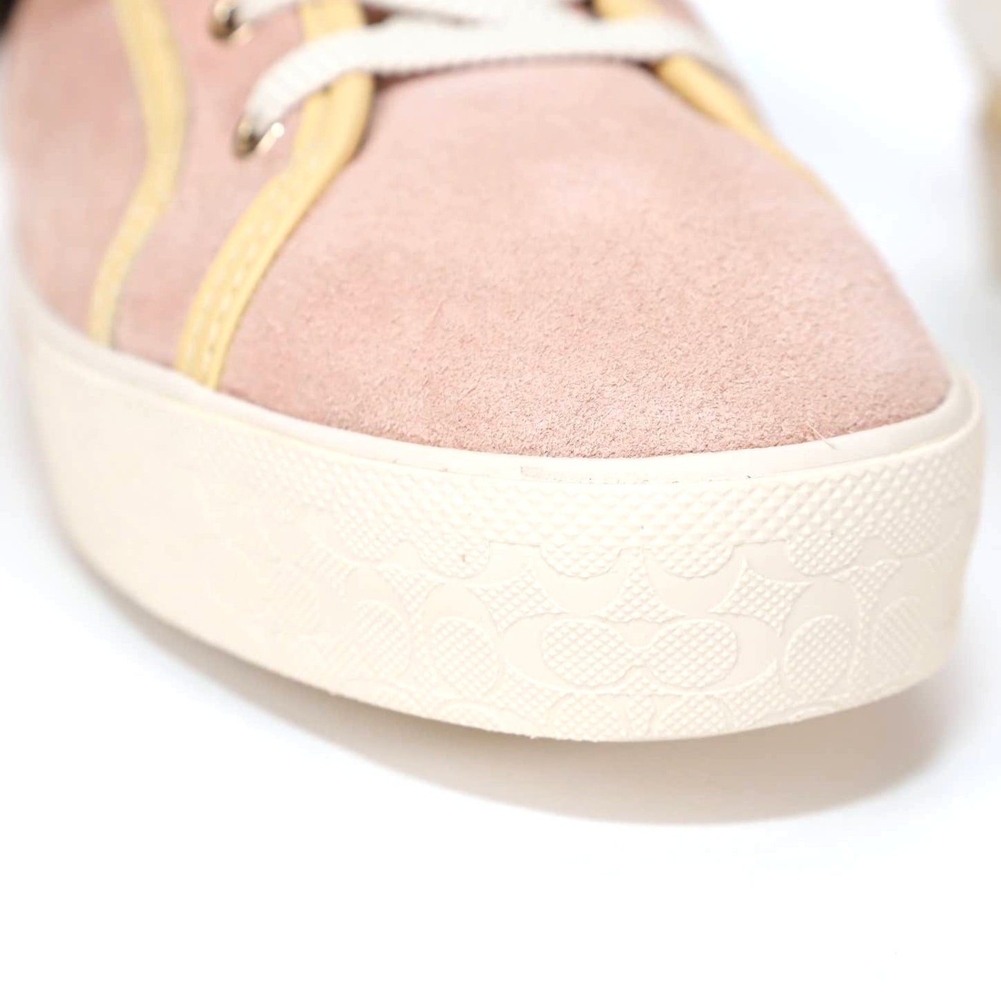 Coach Womens Suede Fold Over Sherpa High Tops- Vanilla / Pale Pink