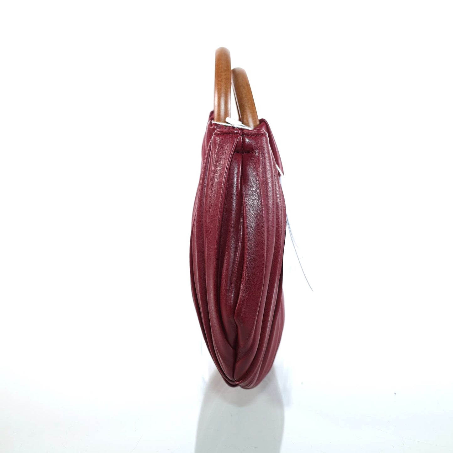 Melie Bianco Kate Crossbody Vegan Leather Bag with Wood Round Handle - Burgundy