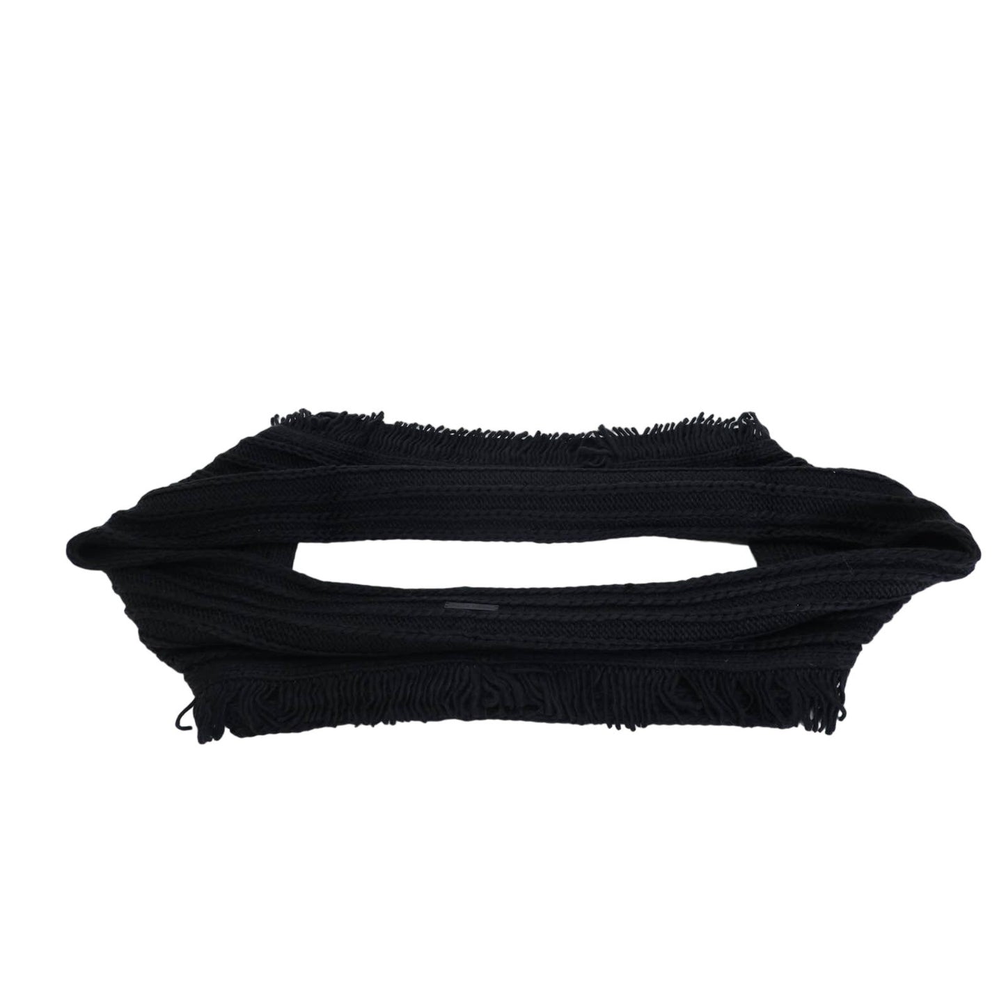 Rebecca Minkoff Knit Ribbed Infinity Fringe Scarf - Black