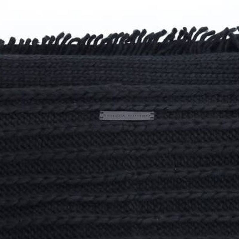 Rebecca Minkoff Black Knit Ribbed Infinity Fringe Scarf