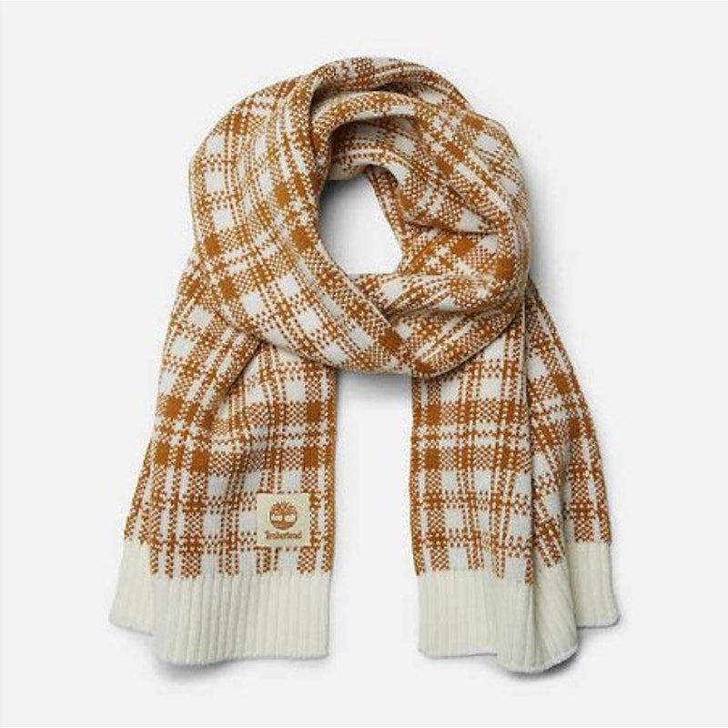 Timberland Buffalo Plaid Winter Scarf - Brown/Cream